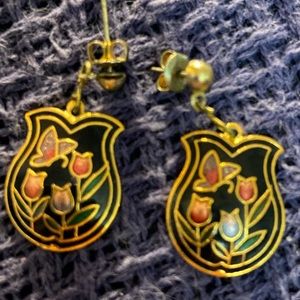 Blue floral earrings